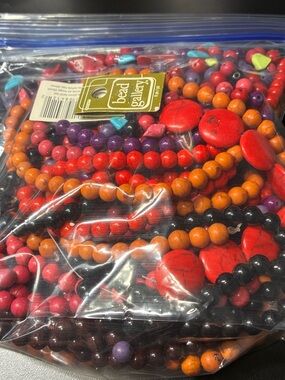 Multi-Color Howlite gemstone Beads 16 strands + Lot - Red, Orange, Purple, Black